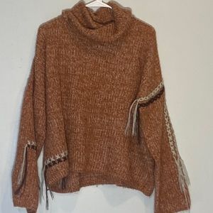 Chunky rust color cowl neck sweater